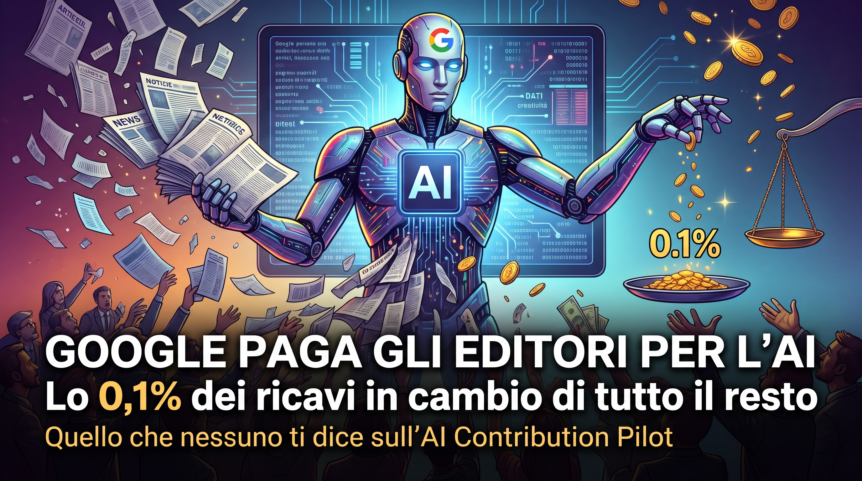 Google paga gli editori per l'AI: lo 0,1% dei ricavi in cambio di tutto il resto. Quello che nessuno ti dice sull'AI Contribution Pilot